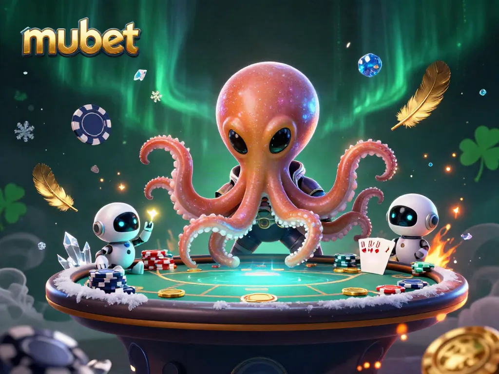 Experience thrilling poker action with mubet's alien octopus dealer, holographic table, and cosmic poker chips.