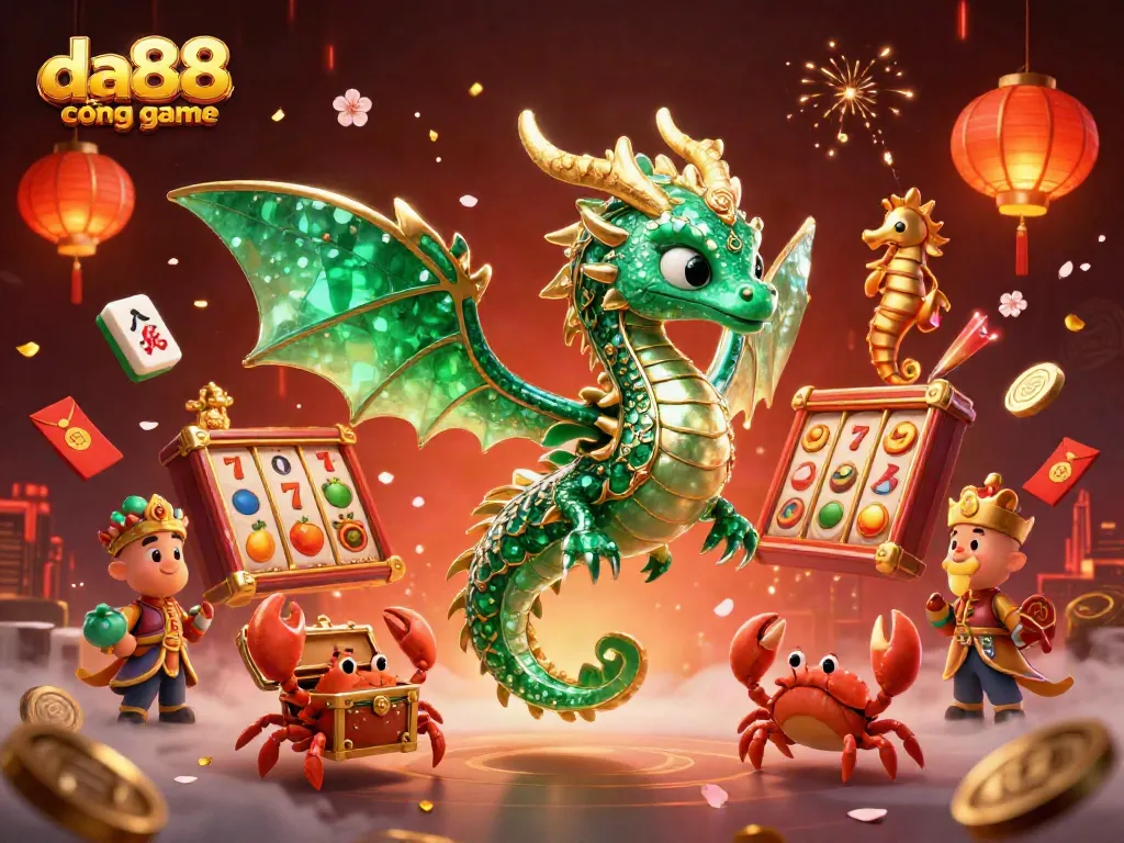 Engage with the thrilling action of da88 cổng game, featuring a vibrant sea dragon and dynamic slot symbols.