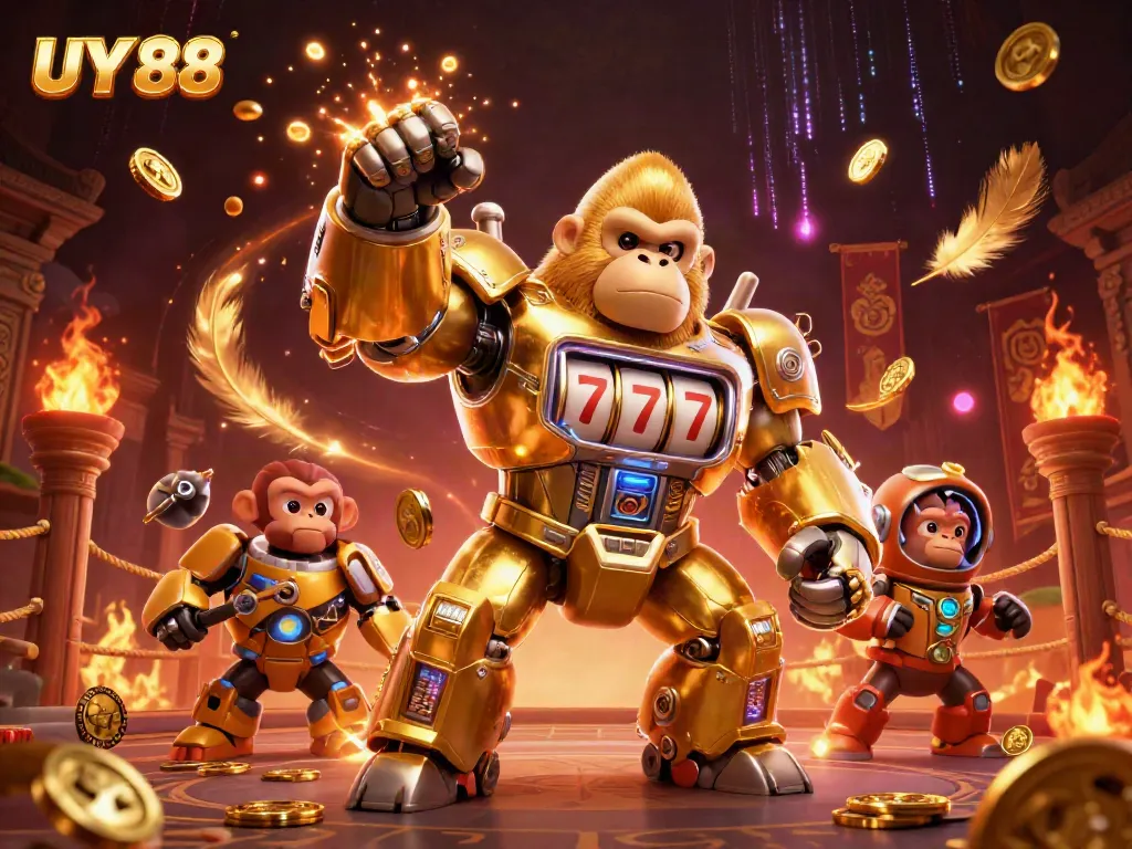 Experience exhilarating gameplay at UY 88's dynamic 3D casino setting with thrilling characters and vibrant effects.