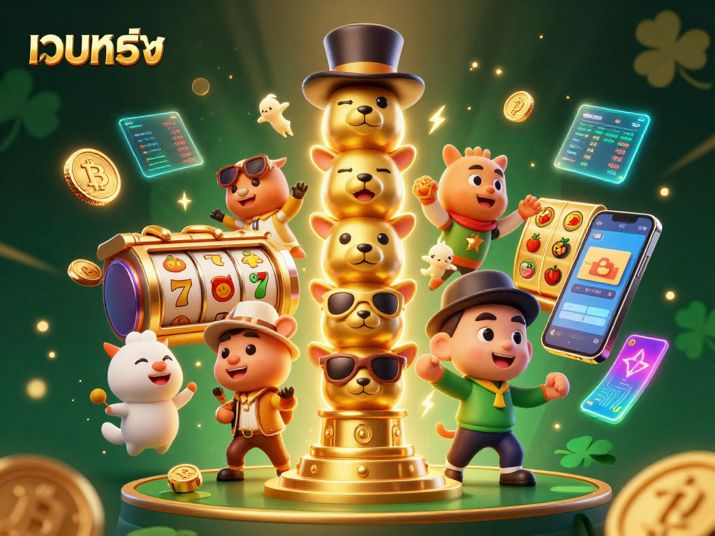 Play slots and enjoy เว็บตรง gaming with unique golden totem pole characters and casino elements.