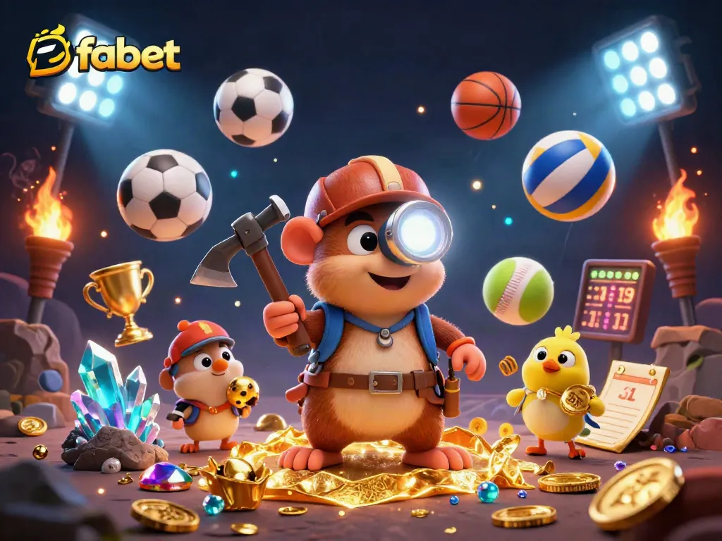 Experience fabet's thrilling sports betting scene with a treasure hunter mole and dynamic elements.