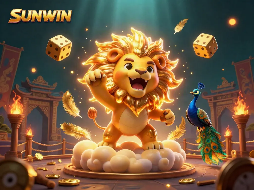 Engage with SUNWIN's ultimate gaming adventure featuring vibrant casino elements in a dynamic 3D scene.